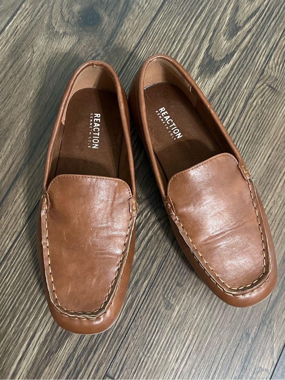 Reaction Kenneth Cole Big Kids Brown Leather Slip-On Loafers